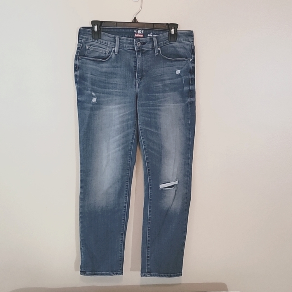 Levi's Denizen Women's Distressed Slim 10 faded light blue
